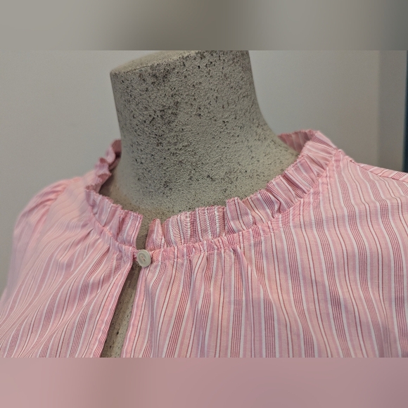 Talbots Pink Puff Sleeve Blouse with Frill Collar-Size M Petite New With Tag - Picture 7 of 11